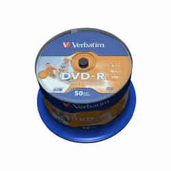 Verbatim 43533, DVD-R, 120 mm, Imprimable, Fuseau, 50 pièce(s), 4,7 Go