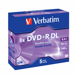 Verbatim VB-DPD55JC, DVD+R DL, 120 mm, Coffret à bijoux, 5 pièce(s), 8,5 Go