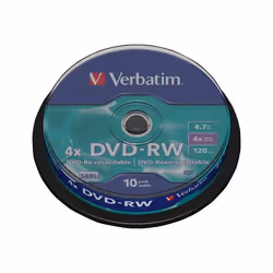 Verbatim DVDVER00072B, DVD-RW, Fuseau, 10 pièce(s), 4,7 Go