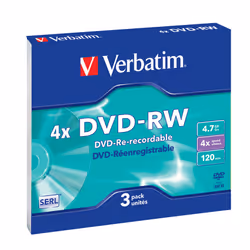 Verbatim DVD-RW Matt Silver, 3pk, DVD-RW, Petit boitier, 3 pièce(s), 4,7 Go