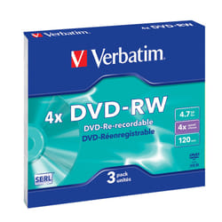 Verbatim DVD-RW Matt Silver, 3pk 4,7 Go 3 pièce(s)