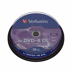 Verbatim VB-DPD55S1, DVD+R DL, 120 mm, Fuseau, 10 pièce(s), 8,5 Go