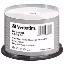 Verbatim DVD+R Double Layer Wide Thermal Printable 8x, DVD+R, Imprimable, Fuseau, 8,5 Go