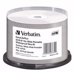 Verbatim DataLifePlus, DVD-R, Imprimable, Fuseau, 50 pièce(s), 4,7 Go