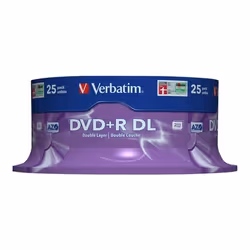 Verbatim DVD+R Double Layer 8x Matt Silver 25pk Spindle, DVD+R DL, 120 mm, Fuseau, 25 pièce(s), 8,5 Go