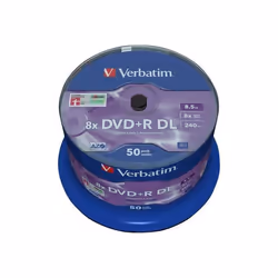 Verbatim DVD+R Double Layer 8x Matt Silver 50pk Spindle, DVD+R DL, 120 mm, Fuseau, 50 pièce(s), 8,5 Go