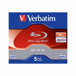 Verbatim BD-RE DL 50GB 2 x 5 Pack Jewel Case, 50 Go, Coffret à bijoux, 5 pièce(s)