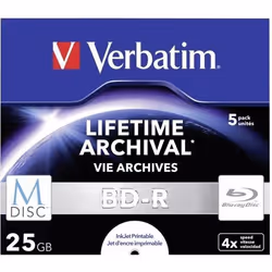 Verbatim M-Disc 4x, 25 Go, BD-R, Coffret à bijoux, 5 pièce(s)