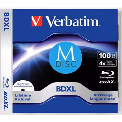 Verbatim MDISC Lifetime archival BDXL 100GB - boîtier avec lot de 1, 100 Go, BDXL, Coffret à bijoux, 1 pièce(s)