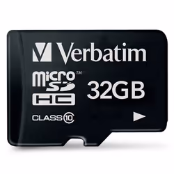 Verbatim Premium, 32 Go, MicroSDHC, Classe 10, 10 Mo/s, 10 Mo/s, Noir