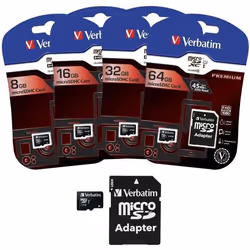 Verbatim Premium, 16 Go, MicroSDHC, Classe 10, 10 Mo/s, 10 Mo/s, Noir
