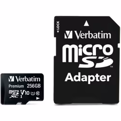 Verbatim Premium U1, 256 Go, MicroSDXC, Classe 10, UHS-I, 90 Mo/s, 10 Mo/s