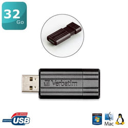 Verbatim Micro-clé USBPinStripe de 32 Go - noire