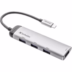 Verbatim Hub Multiports USB-C 4 ports USB 3.2 Gen 1, USB 3.2 Gen 1 (3.1 Gen 1) Type-C, USB 3.2 Gen 1 (3.1 Gen 1) Type-A, 5000 ...