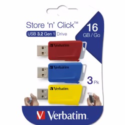 Verbatim Clé USB Store 'n Click 3 x 16 Go Rouge / Bleu / Jaune