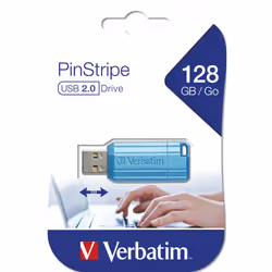 Verbatim PinStripe lecteur USB flash 128 Go USB Type-A 2.0 Bleu