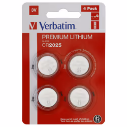Verbatim CR2025, Batterie à usage unique, CR2025, Lithium, 3 V, 4 pièce(s), Argent