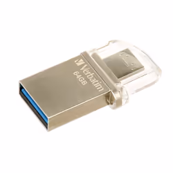 Verbatim Store 'n' Go OTG Micro, 64 Go, USB Type-A / Micro-USB, 3.2 Gen 1 (3.1 Gen 1), 110 Mo/s, Casquette, Argent