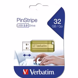 Verbatim Clé USBPinStripe 32 Go - vert eucalyptus, 32 Go, USB Type-A, 2.0, 12 Mo/s, Slide, Vert