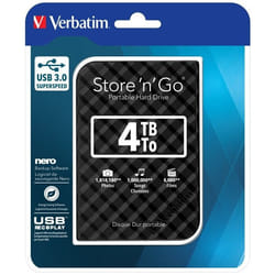 Verbatim Disque dur portable USB Store 'n' Go 3.0, 4 To, noir