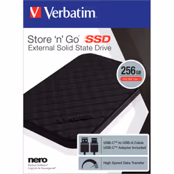 Verbatim Disque SSD portable Store 'n' Go USB 3.2 Gén 1 256 Go - Vue supplémentaire 4