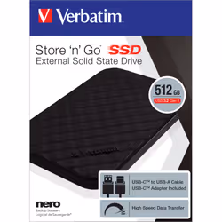 Verbatim Disque SSD portable Store 'n' Go USB 3.2 Gén 1 512 Go - Vue supplémentaire 4