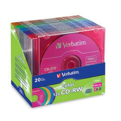 Verbatim CD-RW 80MIN 700MB 12X Color 20pk Matching Color Slim Cases 700 Mo 20 pièce(s)