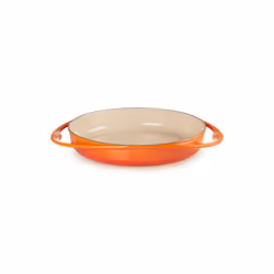 Le Creuset 20129280902460, Plat à cuisson, Rond, Fonte, Vitrocéramique, Gaz, Halogène, Induction, Orange, Rouge, émail