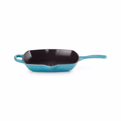 Le Creuset 20183261700422, Carré, Poêle grill, Bleu, émail, Fonte, Vitrocéramique, Gaz, Halogène, Induction