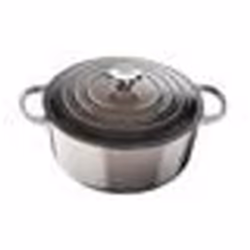 LE CREUSET 21177204442430 - COMMUTATEUR KVM - Le Signature Cocotte Ronde en Fonte Emaillée 20 cm-Flint Oyster