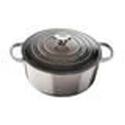 LE CREUSET 21177204442430 - COMMUTATEUR KVM - Le Signature Cocotte Ronde en Fonte Emaillée 20 cm-Flint Oyster