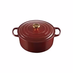 Cocotte LE CREUSET 28cm GARNET Bouton Doré