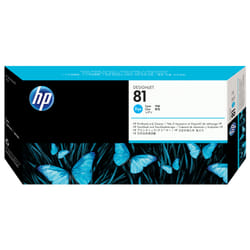 HP 81 tête d'impression encre teintée cyan et dispositif de nettoyage de tête d'impression DesignJet