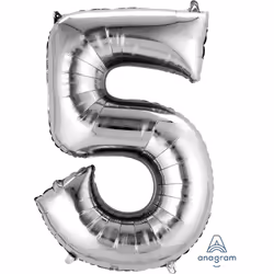 Amscan 2798501, Ballon-jouet, Feuille, Argent, Numéro, 53 cm, 5 pièce(s)