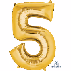 Amscan 2825201, Ballon-jouet, Feuille, Or, Numéro, 53 cm, 5 pièce(s)