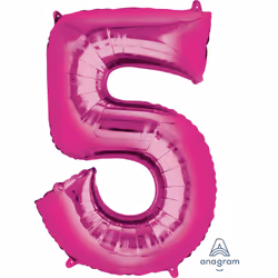 Amscan 2828701, Ballon-jouet, Feuille, Rose, Numéro, 53 cm, 5 pièce(s)