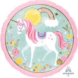 Amscan Ballon Rond Holograhique "Magical Unicorn", Magical Unicorn, unisexe, 3 an(s), Multicolore
