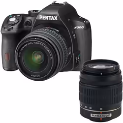 Pentax K-500 + SMC -DA 18-55mm + SMC -DA 50-200mm, 16,28 MP, 4928 x 3264 pixels, CMOS, Full HD, 590 g, Noir