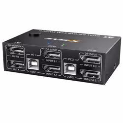 Commutateur KVM DisplayPort - YOUTINGHDAV - 4K 144Hz - 2 PC - 2 Moniteurs - 4 Ports USB