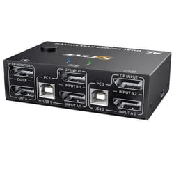 Commutateur KVM DisplayPort - YOUTINGHDAV - 4K 144Hz - 2 PC - 2 Moniteurs - 4 Ports USB