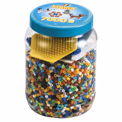 JBM Midi Pot Bleu 7000 Perles + 2 Plq Couleurs, 5 an(s), PVC, Multicolore, 7002 pièce(s)