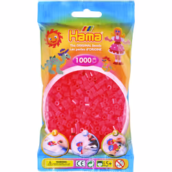 JBM Midi Sachet 1000 Perles Rouge Néon, 5 an(s), PVC, Rouge, 1000 pièce(s)
