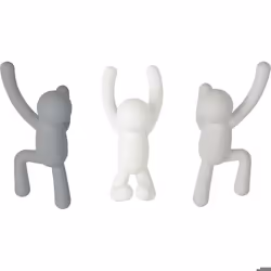 Patère - UMBRA - Buddy - Gris - Blanc - Fixation invisible - 3 patères