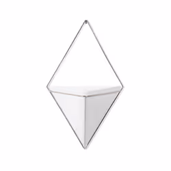 Umbra 470752-670, Kit de plantation en pot, Mural, Vitrocéramique, Cuivre, Résine, Argent, Blanc, Triangle, Intérieure