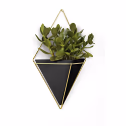 Umbra 470752-1137, Kit de plantation en pot, Mural, Vitrocéramique, Cuivre, Résine, Noir, Or, Triangle, Intérieure