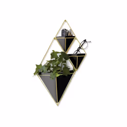 Umbra 470752-1137 pot à fleurs Intérieure Kit de plantation en pot Mural Vitrocéramique, Cuivre, Résine Noir, Or