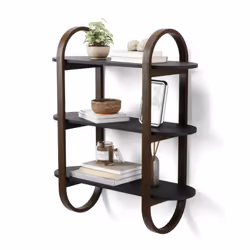Umbra Bellwood, Mural, Bois, Noir, Noyer, 20 kg, 3 étagères, Modem
