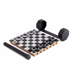 Umbra 1016814-040, Jeu de dames, de voyage/de poche, International, Bois, 12 x 12, Noir, Blanc, Bois
