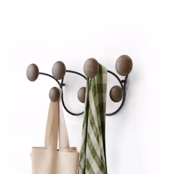 Umbra Dotsy, Intérieure, Patère, Noir, Noyer, Métal, Bois, Vis, 2,3 kg