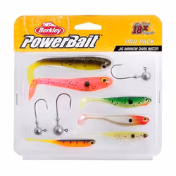 Berkley PowerBait Pro Pack  Jig Minnow  Dark Water  Leurres Souples  Ensemble